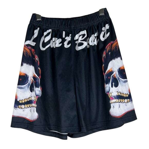 Blush Mark Skull Flame Shorts Womens S Black Gothic Punk Streetwear Alternative - Picture 1 of 4